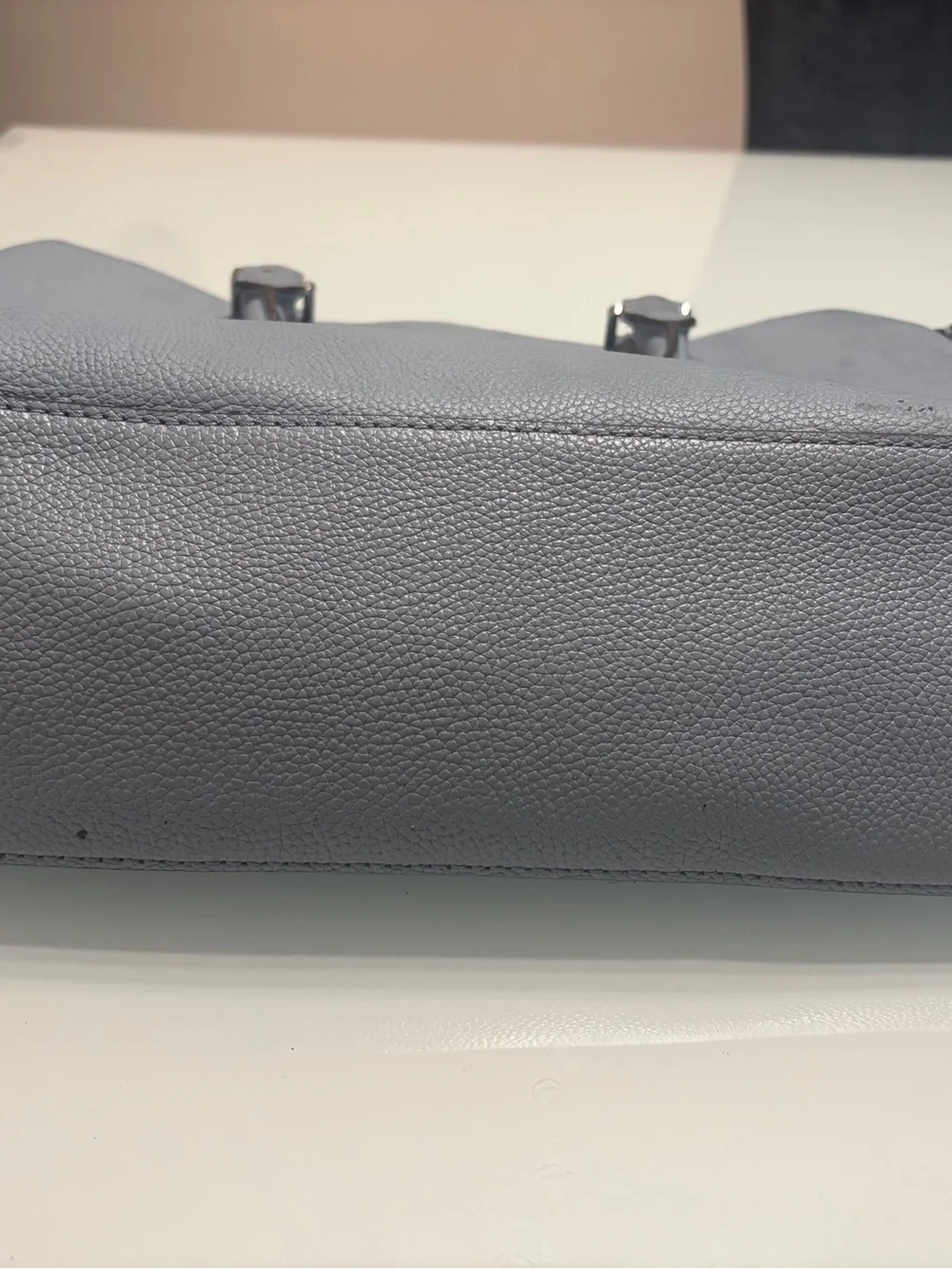 Michael Kors Dusty Blue Pebbled Leather Satchel with Strap
